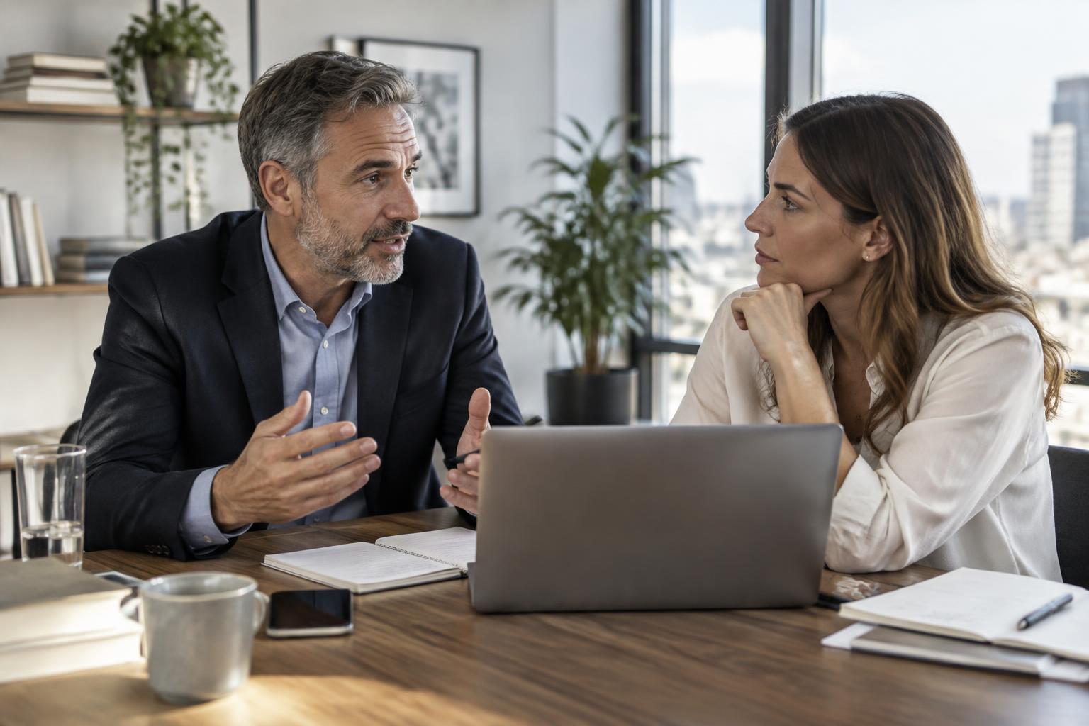 An experienced marketing consultant discussing strategy with a client